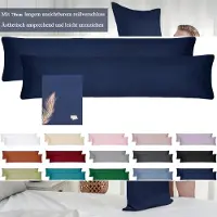 Famanu – Set van 2 Kussenslopen Zijslaper Kussensloop met Verborgen Ritssluiting zachte Kussensloop eco certificaat en 1 Haarelastiek Marine