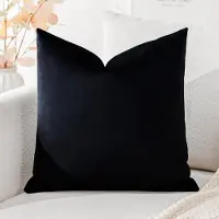Famanu - Luxe fluwelen kussenhoezen super zachte decoratieve vierkante kussenhoezen hoes kussenslopen voor bank, slaapkamer, autodecoratie 50 x 50 cm, zwart