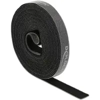 DeLOCK klittenband op rol, lengte 5 meter, breedte 15 mm, zwart