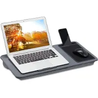 Famanu - Laptopkussen met muismat – antislip – 57,5x30 cm – met handvat – grijs