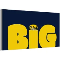 MuchoWow Aluminium schilderij 160x80 cm - Wanddecoratie metaal - Think big - Blauw - Geel - Metalen muurdecoratie woonkamer - Decoratie industrieel - Foto op dibond - Industriële accessoires slaapkamer