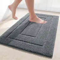 Famanu – Microvezel badmat - donkergrijs - 40 x 60 cm - absorberend - anti-slip en machinewasbaar