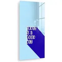 MuchoWow Glasschilderij 60x120 cm - Schilderij acrylglas - Today is a good day - Blauw - Schaduw - Foto op glas - Muurdecoratie woonkamer - Wanddecoratie slaapkamer - Schilderijen