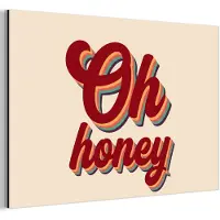 MuchoWow Aluminium schilderij 30x20 cm - Wanddecoratie metaal - Oh honey - Rood - Schaduw - Metalen muurdecoratie woonkamer - Decoratie industrieel - Foto op dibond - Industriële accessoires slaapkamer