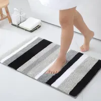 Famanu – Antislip badkamertapijt - zacht - hoogpolig - microvezel - badmat - absorberend - wasbaar - 50 x 80 cm - zwart/grijs