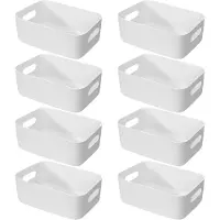 Markenlos Opbergboxen set – 8 kunststof manden met handgrepen – 30 x 20 x 12 cm