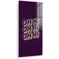 MuchoWow Glasschilderij 20x40 cm - Schilderij acrylglas - Oh hi - Paars - 3D - Foto op glas - Muurdecoratie woonkamer - Wanddecoratie slaapkamer - Schilderijen