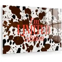 MuchoWow Glasschilderij 30x20 cm - Schilderij acrylglas - Koeienprint - Limited edition - Rood - Foto op glas - Muurdecoratie woonkamer - Wanddecoratie slaapkamer - Schilderijen