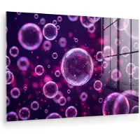 MuchoWow Glasschilderij 180x120 cm - Schilderij acrylglas - Paars - Bubbels - Schuim - Foto op glas - Muurdecoratie woonkamer - Wanddecoratie slaapkamer - Schilderijen
