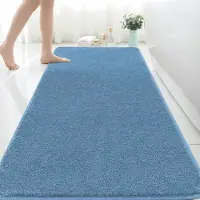 Famanu - Extra grote badmat 150 x 60 cm microvezel badmatten voor badkamer absorberend badkamertapijt antislip anti-schimmel badkamermat, machinewasbare tapijten voor slaapkamer badkamer, Blauw badmat