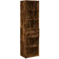vidaXL Hoge kast 50x42,5x185 cm bewerkt hout gerookt eikenkleurig