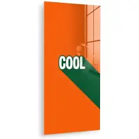 MuchoWow Glasschilderij 20x40 cm - Schilderij acrylglas - Cool - Oranje - Groen - Foto op glas - Muurdecoratie woonkamer - Wanddecoratie slaapkamer - Schilderijen