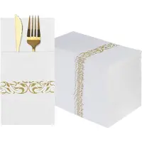 Famanu - Luxe Gouden Servetten 40x60 cm – 4 stuks – Linnenlook Servetten voor Diner, Bruiloft en Feest