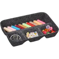Famanu – Lade organizer - bureau organizer - HxBxD: 5,5 x 29,5 x 19 cm - 4 vakken - vilten mandje - sorteerbak - donkergrijs