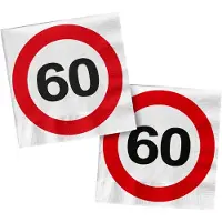 Famanu - Verjaardagsservetten – 20 stuks 33x33 cm – Rood-Wit Verkeersbord Design – Luxe Feestservetten