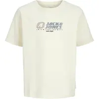Jack & Jones JUNIOR T-shirt ecru Jongens Katoen Ronde hals Logo - maat 140