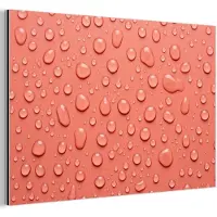 MuchoWow Aluminium schilderij 90x60 cm - Wanddecoratie metaal - Water - Druppels - Roze - Metalen muurdecoratie woonkamer - Decoratie industrieel - Foto op dibond - Industriële accessoires slaapkamer