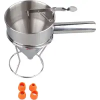 Famanu - Beslagdispenser RVS 1200 ml met Rek, trechter met 4 sproeiers voor pannenkoeken, fondant en bakwerk, compleet bakgereedschap