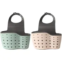 Famanu – Hangende spoelbakorganizer set van 2 - afvoerrek en mand voor sponsen - zeep en borstels - houdt aanrecht netjes en laat accessoires snel drogen