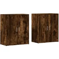 vidaXL Dressoirs 2 st 60x31x70 cm bewerkt hout gerookt eikenkleurig