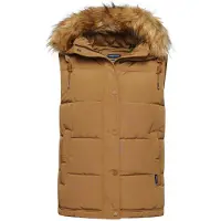 Superdry Dames Synthetisch bont gilet Everest beige (XXS), Casual, Polyester W5011395A