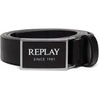 Replay Leren riem Belt W90 Black zwart