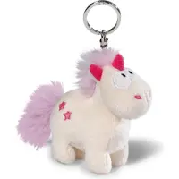 Nici sleutelhanger Theodor junior 10 cm pluche roze/wit