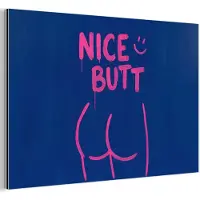 MuchoWow Aluminium schilderij 180x120 cm - Wanddecoratie metaal - Brutaal - Grappig - Blauw - Metalen muurdecoratie woonkamer - Decoratie industrieel - Foto op dibond - Industriële accessoires slaapkamer
