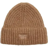 Superdry Ribgebreide Beanie Bruin Grootte: 1SIZE
