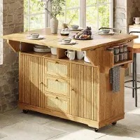 STILVORA Keukenkast - Uitklapbare Keukenwagen Met 95 Cm Werkhoogte En Opbergruimte - Voor Keuken Balkon En Camping - Naturel - 142,5x80x95 Cm
