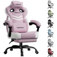 LUCKRACER - Gaming Stoel Bureaustoel - Met Memory Foam en Voetensteun - Roze