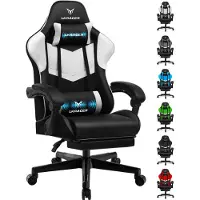 LUCKRACER - Gaming Bureaustoel - Met Lendensteun en Voetensteun - Wit