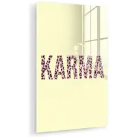 MuchoWow Glasschilderij 60x90 cm - Schilderij acrylglas - Karma - Luipaardprint - Geel - Foto op glas - Muurdecoratie woonkamer - Wanddecoratie slaapkamer - Schilderijen