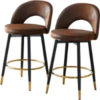EUAKT GmbH Barstoelen, set van 2. Draaibare, beklede barstoelen met metalen voetsteun. Keukenstoelen in contrasterende kleuren, bekleed met Polyurethanleer. Antislipmatten