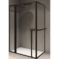 Riho Lucid 203 Douchecabine 3-delig Zij-instap 110x100cm Zwart Profiel - Veiligheidsglas - Douche, Douchecabines - 8714148594926