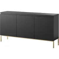 Selsey Dressoir Kate 3 deur | Design spaanplaat zwart 150x77x35 cm dressoirs | NADUVI