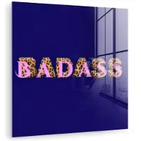 MuchoWow Glasschilderij 90x90 cm - Schilderij acrylglas - Badass - Panterpint - Schaduw - Roze - Foto op glas - Muurdecoratie woonkamer - Wanddecoratie slaapkamer - Schilderijen