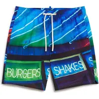 Superdry Heren Blauw zwempak met fotoprint (L), Strandkleding, Gerecycled polyester, Duurzaam M3010233A
