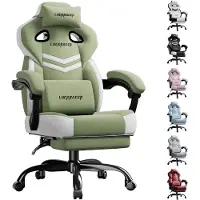 LUCKRACER - Gaming Stoel Bureaustoel - Met Memory Foam en Voetensteun - Groen