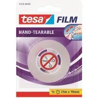 TESA Plakband tesafilm 25mx19mm handscheurbaar transparant | 6 stuks