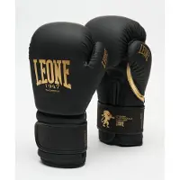 Leone1947 Black&gold Leather Artificial Boxing Gloves Zwart 10 oz
