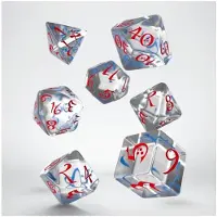 Q-workshop Klassieke RPG - Doorzichtige & Blauw-Rode Dobbelstenen Set (7)