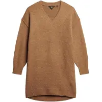 Superdry Gebreide Jurk met V-hals Beige Grootte: 38