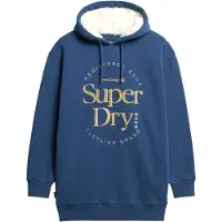 Superdry Dames Jurk met capuchon en metallic Luxe logo blauw (XXS/XS), Casual, Katoen, Lange mouwen, Duurzaam W8011756A