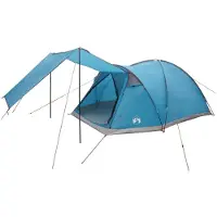 vidaXL Huisje Tent met dak Blauw 6-persoons Polyester en Staal