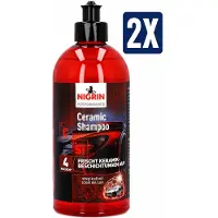 Nigrin Performance Ceramic Shampoo voor Autowassen 500 ml met Pareleffect - Set van 2 Flessen (1 L Totaal) - Voordeelverpakking Auto Schoonmaakmiddel