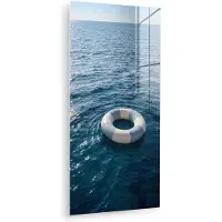 MuchoWow Glasschilderij 80x160 cm - Schilderij acrylglas - Oceaan - Zwemband - Horizon - Foto op glas - Muurdecoratie woonkamer - Wanddecoratie slaapkamer - Schilderijen