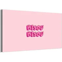 MuchoWow Aluminium schilderij 80x40 cm - Wanddecoratie metaal - Bisou - Roze - Schaduw - Metalen muurdecoratie woonkamer - Decoratie industrieel - Foto op dibond - Industriële accessoires slaapkamer