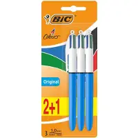 BIC 4 kleuren originele meerkleurige alles-in-?n pen - medium 1,0 mm groen blauw rood zwart - 3 per verpakking