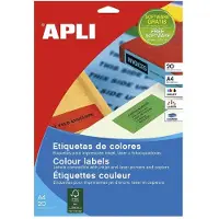 APLI Gekleurde etiketten ft 105 x 37 mm (b x h), rood, 320 stuks, 16 per blad (1597)
